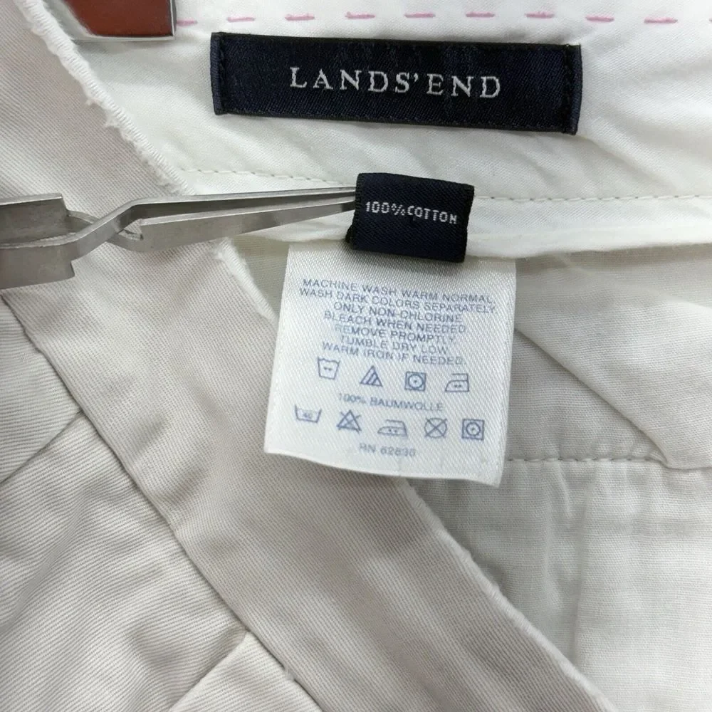 Lands' End Women's 12 Off White Flat Front Casual High Rise Shorts READ‎